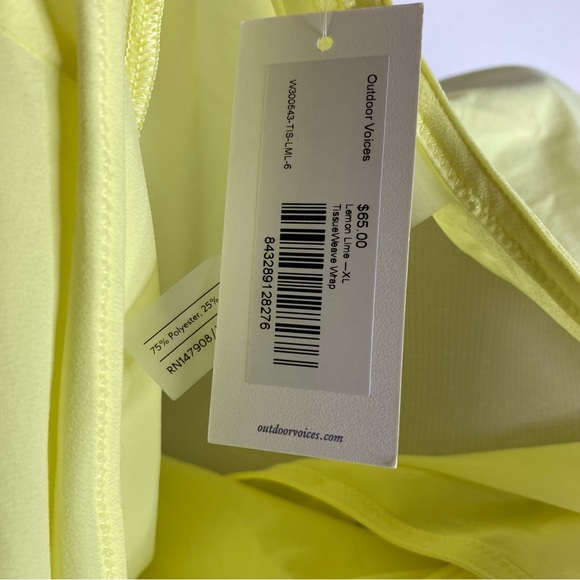 Outdoor Voices Lemon Lime Yellow Tissue Weave Wrap Top - Picture 7 of 10
